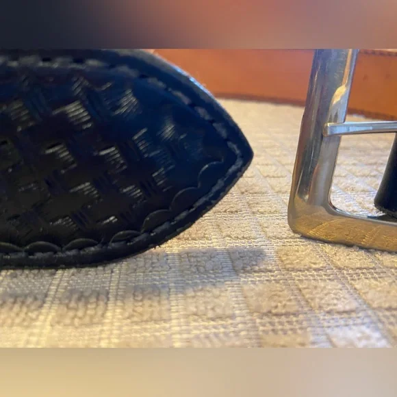 TEX SHOEMAKER & SONS Heavy Duty Black Leather Belt sz 32 (36” long, 2” wide) - Picture 7 of 12